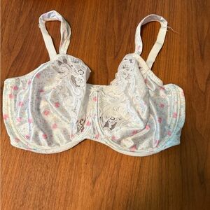 Vintage Vanity Fair Floral w/White Lace Women's Bra 38D
